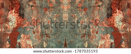  Wall old painted concrete. Banner colorful spotted background. Brown-green trend backdrop.