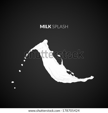 Vector milk splash, isolated on black background