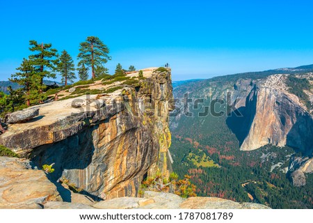 panorama at Taft Point in Yosemite National Park, California, United States. View from Taft Point: Yosemite Valley, El Capitan and Yosemite Falls. Royalty-Free Stock Photo #1787081789