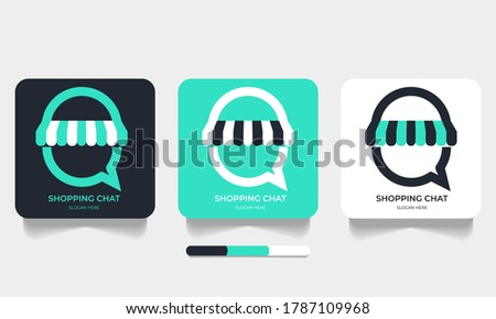 shopping chat logo, minimalist logo design.