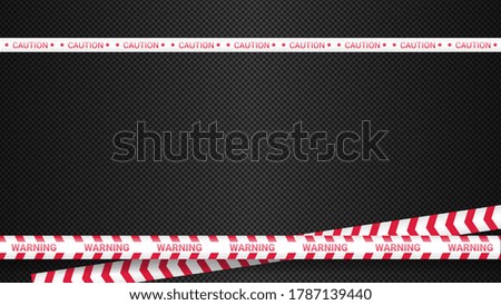 Police tape, crime danger line. Caution police lines isolated. Warning tapes. Set of red warning ribbons. Vector illustration on dark transparent background
