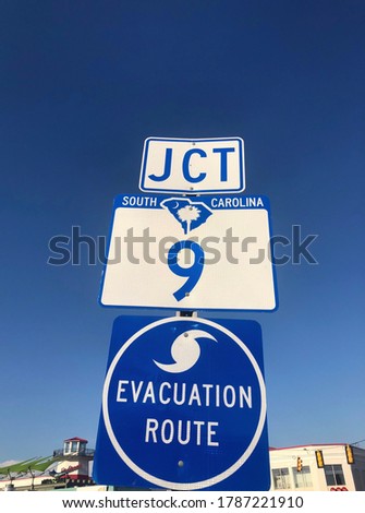 Hurricane evacuation route road sign.