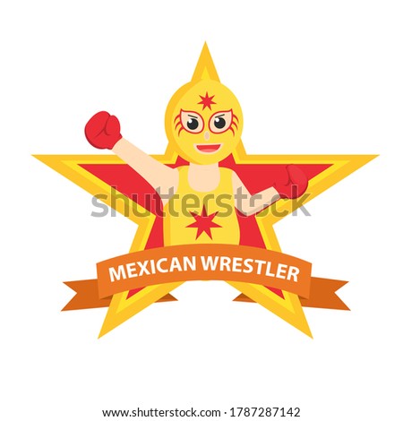 Lucha Wrestler Emblem design character on white background