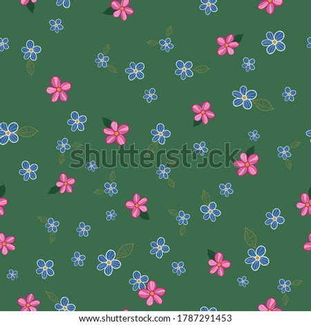 Ditsy daisy floral seamless pattern background