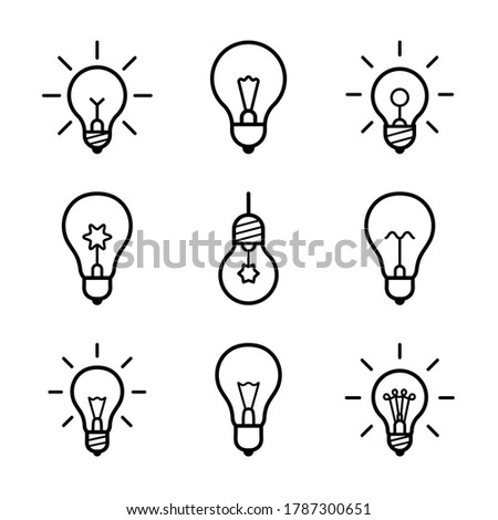 Lightbulbs flat icon set isolated on white background