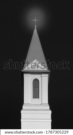 Beautiful catholic church in white and black colours. 