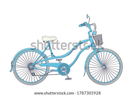 Vintage blue bicycle, vector illustration