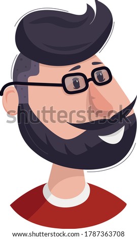 Hipster man. Cartoon head. Glasses