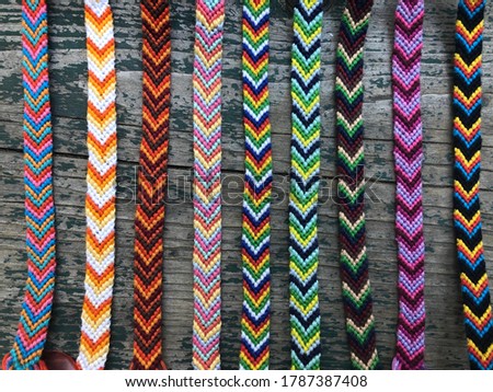 Brightly colored group of friendship bracelets