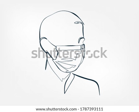 mask line one art isolated vector illustration