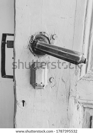 Vintage door close up in black and white