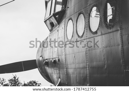 Old Soviet biplane. Details of the fuselage Royalty-Free Stock Photo #1787412755