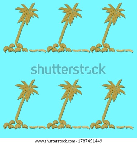 Pattern of macaroni products in the form of a palm tree, laid out on a blue background. Concept for advertising or banner, as well as design
