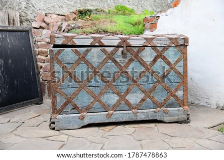 Old Wooden Chest Padded with Iron