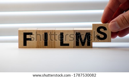 FILM word made with building blocks isolated on white