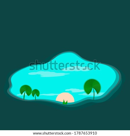 Landscape with trees and blue sky in summer season, abstract background texture pattern wallpaper scene Vector illustration graphic design 