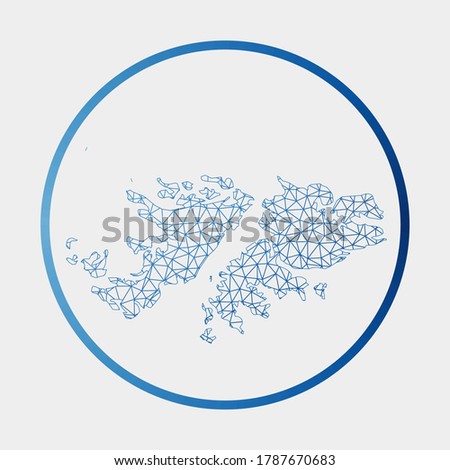 Falklands icon. Network map of the country. Round Falklands sign with gradient ring. Technology, internet, network, telecommunication concept. Vector illustration.