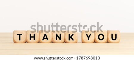 Thank you concept. Wooden blocks on table with text. Copy space