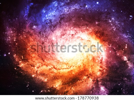 Beautiful Gold and Blue Galaxy - Elements of this Image Furnished by NASA