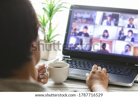 Telework on a laptop at home Royalty-Free Stock Photo #1787716529