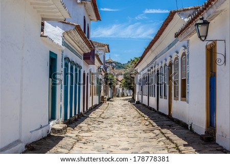 Antique architecture and street in the city of Paraty - Rio de Janeiro - Brazil Royalty-Free Stock Photo #178778381