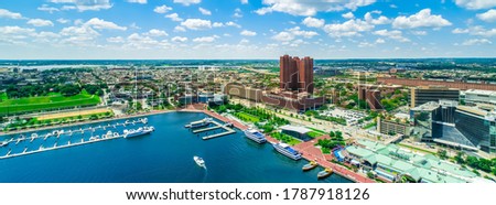 Inner harbor in Baltimore, Maryland on a clear day