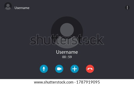 Online video call interface template with user icon. Vector UI screen. Online business webinar chat. Videocall screen mockup for learning conference. Flat online computer communication concept. V1 Royalty-Free Stock Photo #1787919095