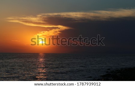 Photo of a beautiful sea landscape at sunset. Photos for the site or tourism vacation at sea.