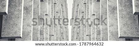 Photo of facade front of modern business office building with concrete elements. Royalty-Free Stock Photo #1787964632