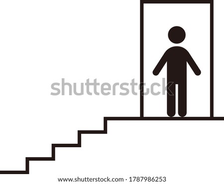 Stairs and a person isolated vector illustration