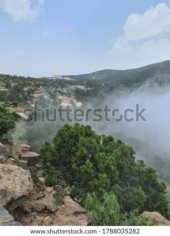 Sawdah Mountain with mist and clouds