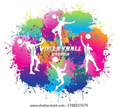 Volleyball Logo Design. Colorful Sport Background. Website landing page. Template for apps. Vector illustration.