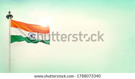 INDIA FLAG FLYING HIGH WITH PRIDE india independence day and republic day of india blue sky