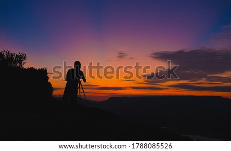 Photographer silhouette Beautiful photography during sunset, sunrise