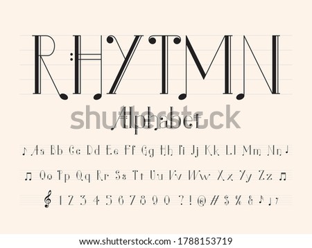 vector of music note style alphabet design