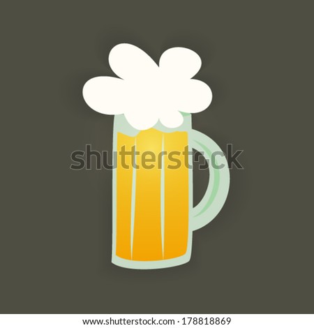 Illustration of St Patrick Day glass beer mug on a brown