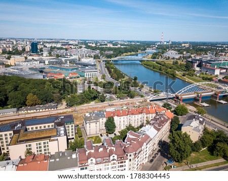Kazimierz district and bridges over the river. Krakow