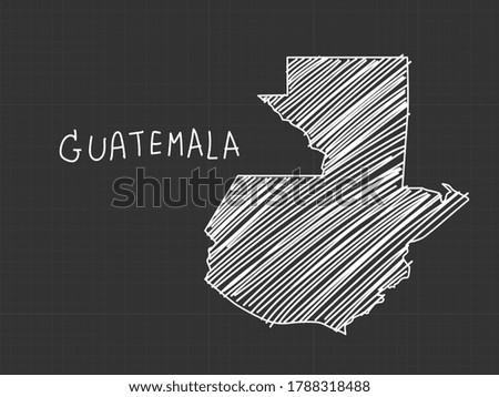 Guatemala map freehand sketch on black background.
