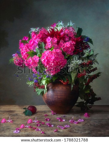 Still life bouquet of flowers in a vase