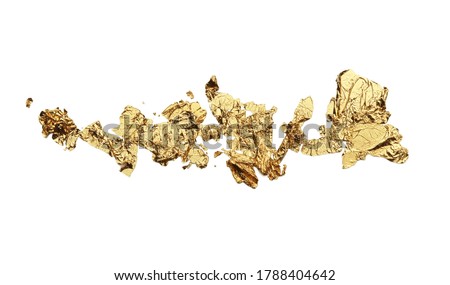 Abstract torn piece of metal leaf (potal) paper on white background. Gold and bronze color.  Royalty-Free Stock Photo #1788404642