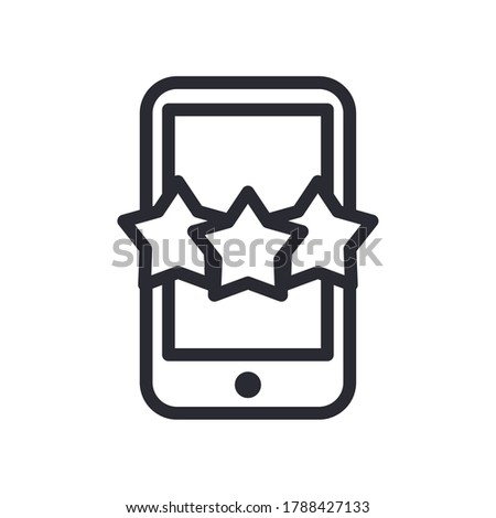 Smartphone with three stars line style icon design, Cellphone mobile digital and phone theme Vector illustration