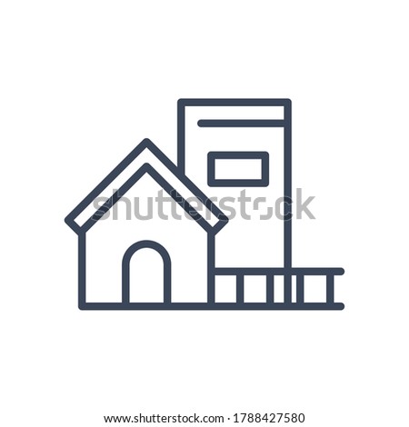 House with window and door line style icon design, Home real estate building residential architecture property and city theme Vector illustration