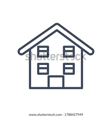 House with windows and door line style icon design, Home real estate building residential architecture property and city theme Vector illustration