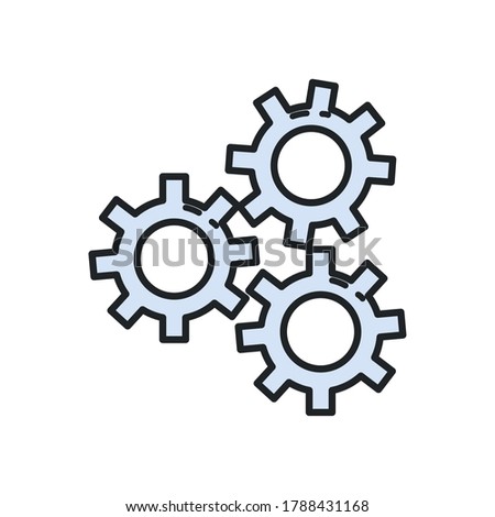 Gears line and fill style icon design, construction work repair machine part technology industry and technical theme Vector illustration