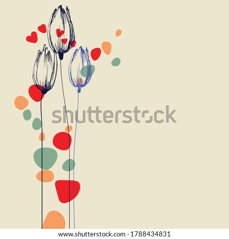 Tulip flowers hand drawn ornament for festive events