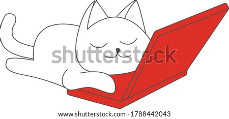 Vector art illustration of cat with notebook.
