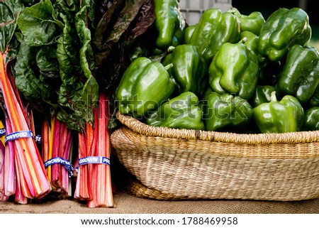 Swiss Chard and Green Peppers at a Farmers Market