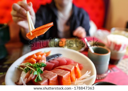 Japanese food sashimi set in japanese  restaurant