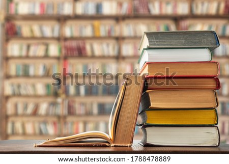 Books on the table in the library