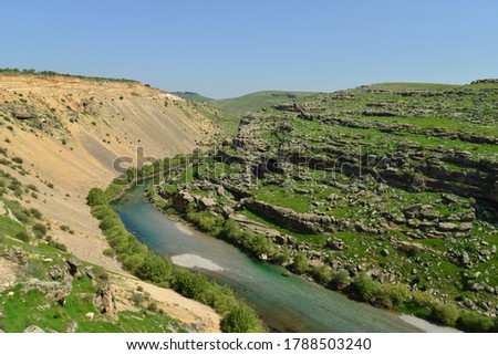 Tigris river, Egil district of Diyarbakir, Turkey. Spring season 2015. Royalty-Free Stock Photo #1788503240